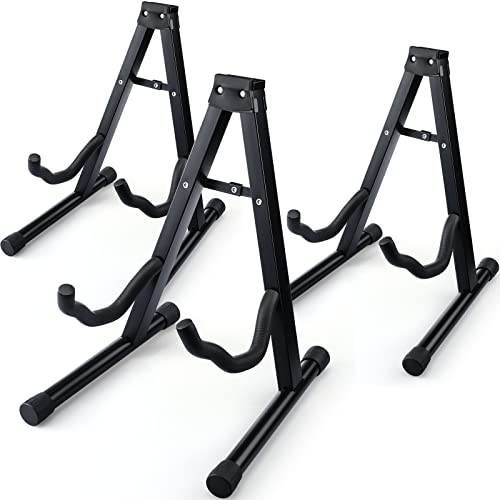 Sadnyy 3 Pcs Guitar Stand Folding A Frame Floor Stand Portable Guitar Holder with Non Slip Rubber and Soft Foam Arms for Acoustic Electric Bass Ukulele Violin Banjo