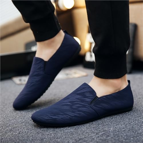 Mens Venetian Loafers Shoes Solid Color Simple Cloth Flat Heel Anti-Slip Flexible Fashion Outdoor Slip-ons2