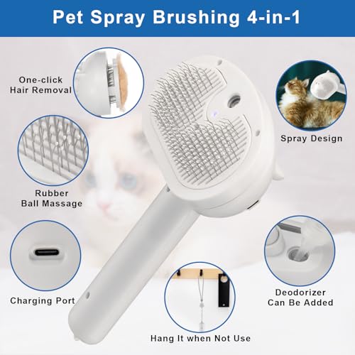 Pet-Steam-Hair-Comb-Brush-for-Shedding-4-In-1-Spray-Brush-for-Long-Short-Haired-CatDog-Self-Cleaning-Hair-Remover-with-Water-Tank-And-LED-Blue-Light-Release-Button-White Pet Steam Hair Comb Brush for Shedding 4 In 1 Spray Brush for Long Short Haired CatDog Self Cleaning Hair Remover with Water Tank And LED Blue Light Release Button White