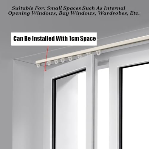 Barras de cortina autoadhesivas para techo y pared, riel de aluminio blanco de 600 cm 4