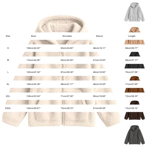 JOFOW Womens Sherpa Fleece Jacket Long Sleeve Zip Up Coats Hooded Tops - image 3