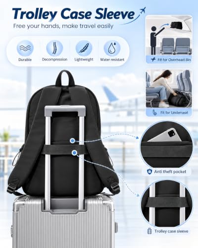 Image of Black Backpack for Men Women, Casual Work Backpacks College School Backpack for Boys girls Teens, Lightweight Travel Back Pack Book Bags