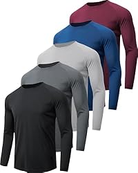 miijoory 5 Piezas Camisetas Manga Larga Hombre Cam...: ELÁSTICAS Y SUAVES: Nuestras camiseta manga larga hombre están hechas de tela suave y transpirable elástica en 4 direcciones que te permite correr, jugar y entrenar más cómodo, lo que las hace ideales para cualquiera que busque ropa deportiva que pue...