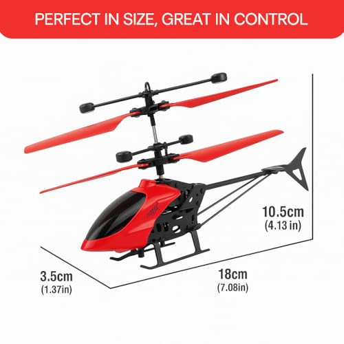 Image of Upgraded 5.1 Gravity Sensor Helicopter Toy for Boys Age 4+, Safety Sensor, 320 RPM Motor, 2.6 Remote, Rechargeable Battery, LED Lights I Pack of 1 (Red Colour)