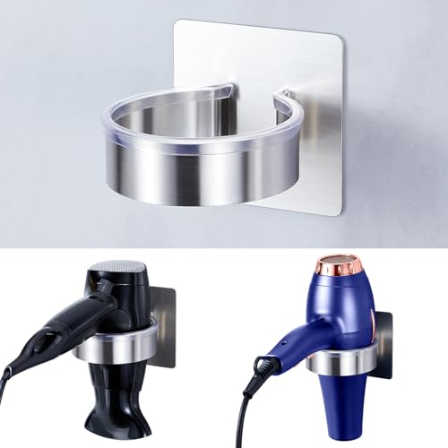 XILIMEN Soporte secador de Pelo, Soporte para secador de Pelo de Pared sin taladrar, Exclusivo Porta secador de Pelo de Acero, Autoadhesivo Soporte secador para Baño, hoteles, Barbershop