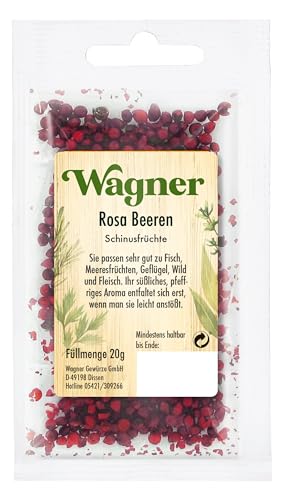 Wagner Gewürze - Rosa Beeren Schinusfrüchte | Pfeffriges Aroma für Fisch Geflügel und Wild | 20 g im Beutel