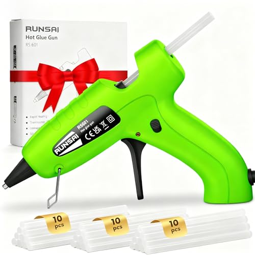 RUNSAI Heißklebepistole mit 30 Klebepistole Sticks 7mm, Heissklebepistole Klein Mini Schnell, Hot Melt Glue Gun Stabil Ohne Tropfen zum DIY Handwerk Kunst Floristik Kinder Basteln -30W Klebepistolen