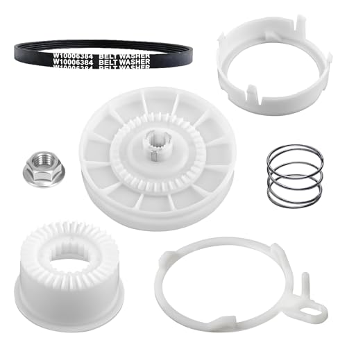 Hyaminu W10721967 Washer Pulley Clutch Kit with W10006384 Drive Belt, Splutch Cam Kit Replacement for Whirlpool Maytag Kenmore Amana Top Load Washers, Replaces...