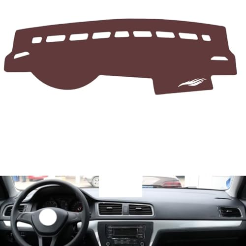 Leather Dash Board Cover mat Compatible with VW Lavida 2013-2017 ，Anti-Glare and dust Protector(Brown)