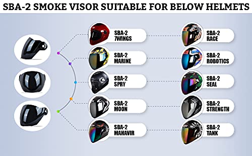 Image of Steelbird SBA-2 Helmet Visor Compatible for All SBA-2 and SBA-3 Model Helmets (Smoke Visor)