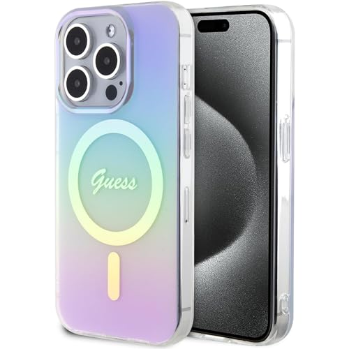 Guess GUHMP15XHITSU Coque Rigide pour iPhone 15 Pro Max 6,7" Violet IML Iridescent