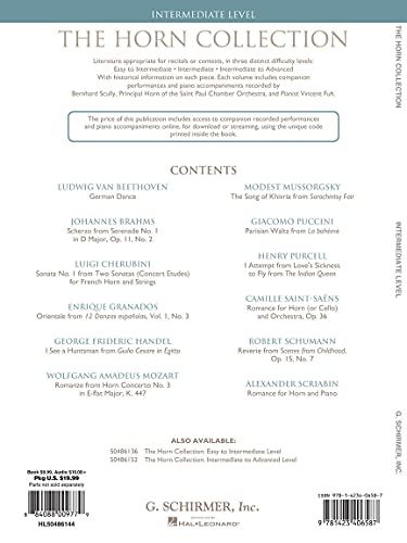 The Horn Collection - Intermediate: Noten, CD für Horn, Klavier: Intermediate Level, G. Schirmer Instrumental Library, 12 Pieces by 12 Composers