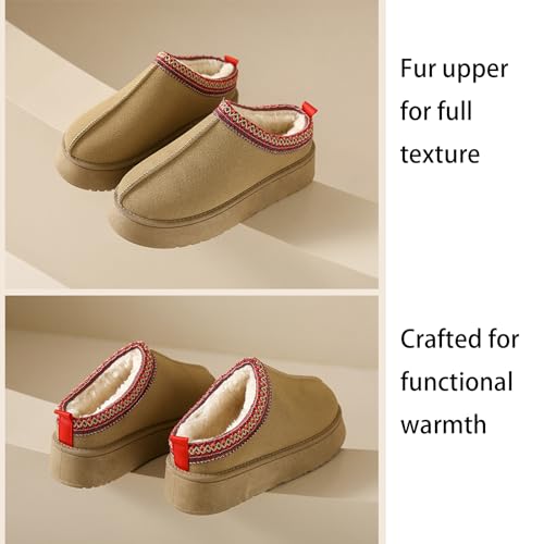 Women's Slippers Platform Mini Boots Ankle Short Boot Tunomde Slippers Slip on Fur Fleece Lined Tunomde Slipper For Indoor/Outdoor3