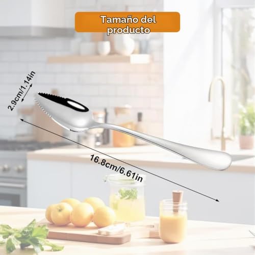 Miniatura 2 de Exin Dehcen 4 Piezas Cucharas De Pomelo, Cuchara De Kiwi Pomelo De Acero Inoxidable, Cuchara Con Bordes Dentados, Cuchara De Fruta Triangular Para Pomelo, Manzana, Kiwi Papaya Naranja Helado Sandía