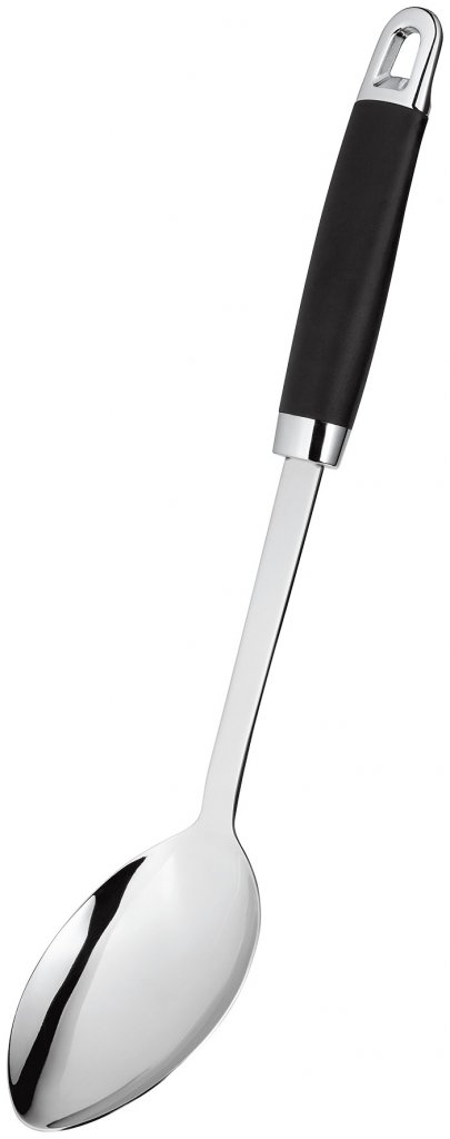 Stellar Black/Steel James Martin Solid Spoon, Soft Grip Anti-Slip Handle, Dishwasher Safe