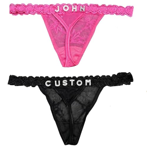 Authentic 2-pack Personalized Thongs With Names, Custom Thongs With Name On It,Surprise Your Loved One Black
