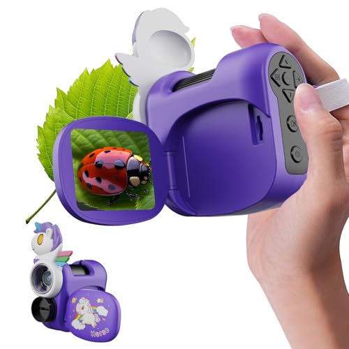 Image of 1600X Handheld Microscope for Kids 2 inch IPS Screen Kit Mini Pocket Digital Microscopes STEM Science with Slides Photo Video Rechargeable Portable Scope Gift for Ages 6-12 (Purple)