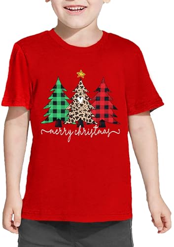 Image of Christmas Tree Shirt for Toddler Boys Girls Merry Christmas T-Shirts Short Sleeve Holiday Tee Xmas Gift Tops