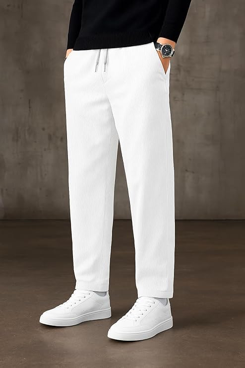 Image of NoseQueen Men's Corduroy Relaxed Fit Stretchable & Comfortable Sweatpant Trousers Pant