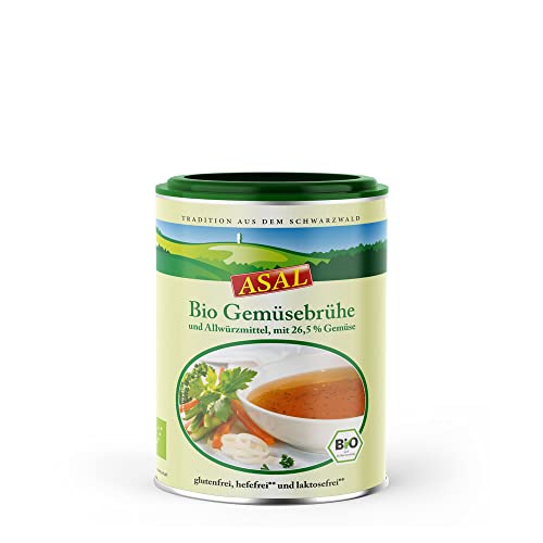 ASAL Bio Gemüsebrühe 540g für 30 Liter - klare Suppe mit 26% Gemüseanteil, ohne Geschmacksverstärker und ohne Hefe, keine Konservierungsstoffe, Bouillon zum Würzen und Verfeinern, Salzersatz & vegan