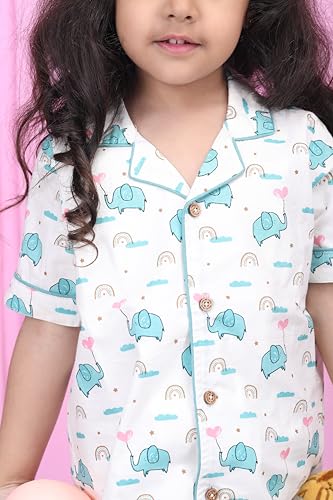 Image of POLKA TOTS 100% Pure Cotton Half Sleeve Night Suit for Kids, Girls & Boys | Cotton Pyjama Set | Unisex Night Dress for Children | Night Suit for Girls |Sleepwear for Kids | Winter Night Dress for Boys