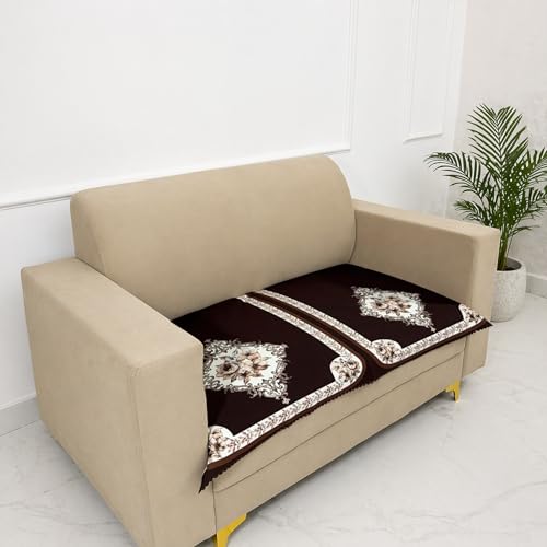 Image of Homerz Premium 'Luxe Series' Holland Velvet Sofa Cover | Smooth Finish | Anti-Skid Fleece Backing | Soft Touch Couch Protector for Living Room (Coffee, 2 Seater, Only Seat Cover)