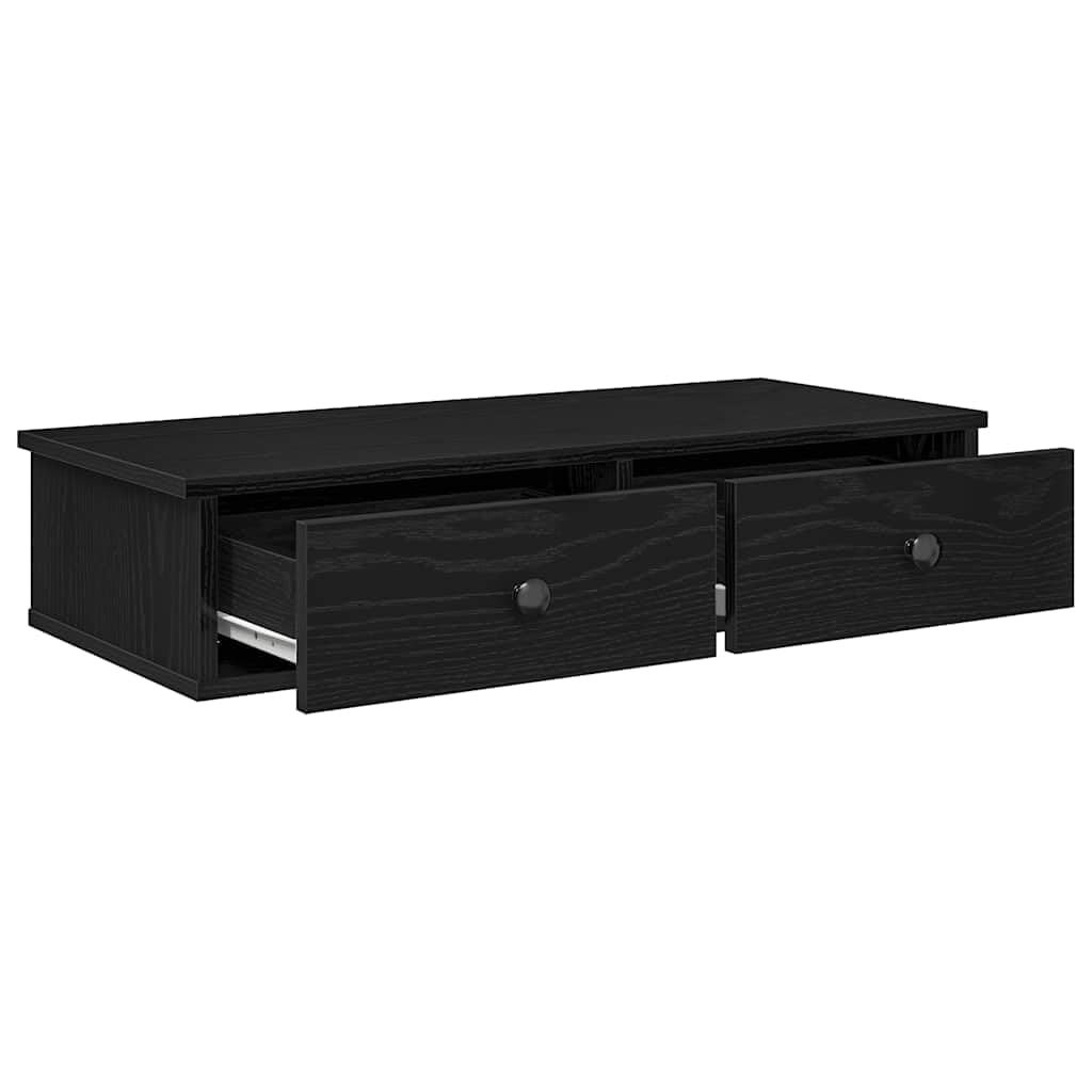 Generisch Wandregal mit Schubladen Schwarz 80x31x17 cm Holzwerkstoff,Möbel,Regalsysteme,Wandregale-859951