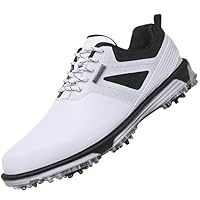 ULTIANT Men's Golf Shoes Fixed Nailless Sole Waterproof Lightweight No-Slip Walking Shoes Size7.5-13(White,45)