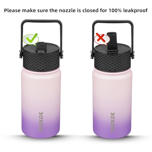 Image of BJPKPK Insulated Water Bottle, 15oz Stainless Steel with Straw Lid