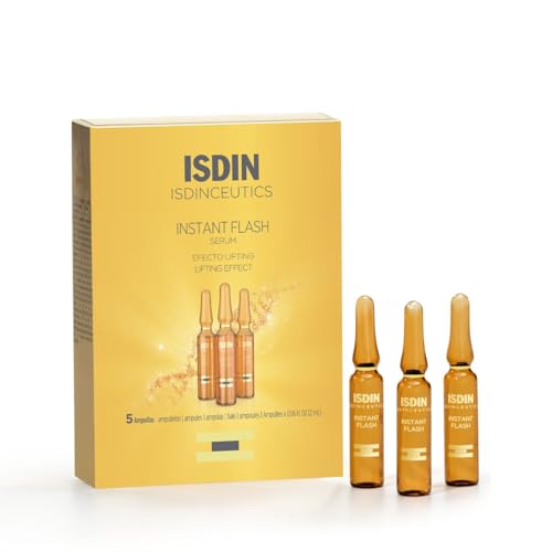 ISDIN Isdinceutics Instant Flash (5 ampoules x 2 ml) | Ampoules Effet Lifting Immédiat | Dynamise la Peau et Aide à Lutter contre les Signes de Fatigue