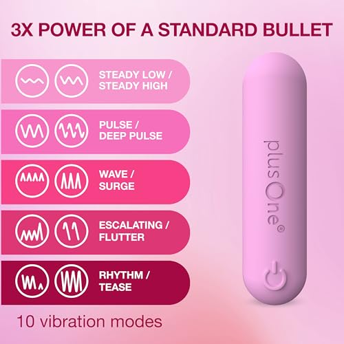 Image of plusOne Bullet Vibrator for Women, Mini Vibrator Made of Body-Safe Silicone, Fully Waterproof, USB Rechargeable, Sex Toy Personal Massager with 10 Vibration Settings, Light Pink