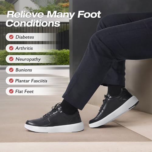 XPACS Men's Orthopedic Leather Dress Walking Shoes: Comfortable Arch Support Plantar Fasciitis Flat Feet Sneakers, Casual Business Work Adjustable Fit Heel Foot Pain Relief Orthotic Oxfords 5