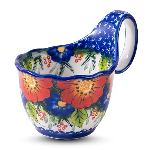 JINNTHE 18oz Large Ceramic Soup Mug with Handle, Hand-Painted Floral Style Bowl, High-Fired Stoneware, Microwave & Dishwasher Safe, Ideal for Soup, Cereal, Oatmeal, Stews, and Gifts