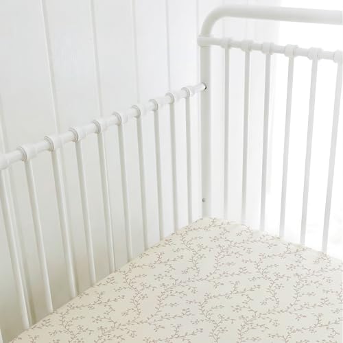 Image of Crib Sheets for Boys & Girls - 2 Pack Fitted Baby Crib Sheets Neutral for Standard & Toddler Bed Mattress - Buttery Soft Organic Cotton Blend (Pearl Rose Grey)