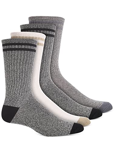 Sun + Stone Mens 4 Pack Tan Gray Double Stripe Logo At Ankle Ribbed Casual Crew Socks 7-12