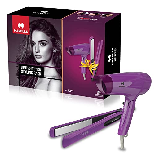 Havells HC4025 Limited Edition Styling Pack Combo (1200 W Dryer + Straightener (Purple) - Image 2