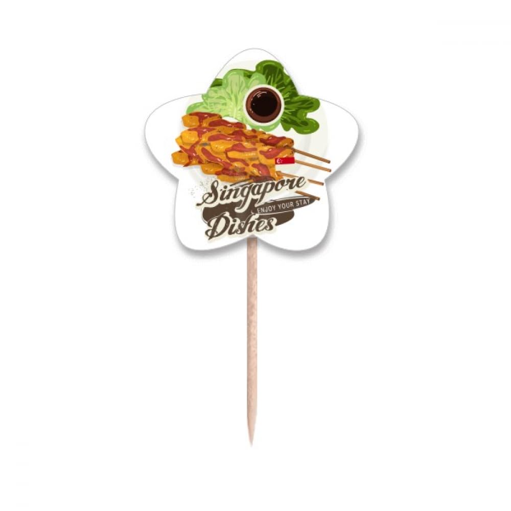 Cure-dents Satay Flags Singapour bâtonnet en bois avec drapeau