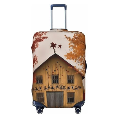 Fall Country Barn Luggage Cover Washable Stretch Suitcase Protector Anti-Scratch Luggage Sleeve Elastic Baggage Cover Fits 18-32 Inch Medium
