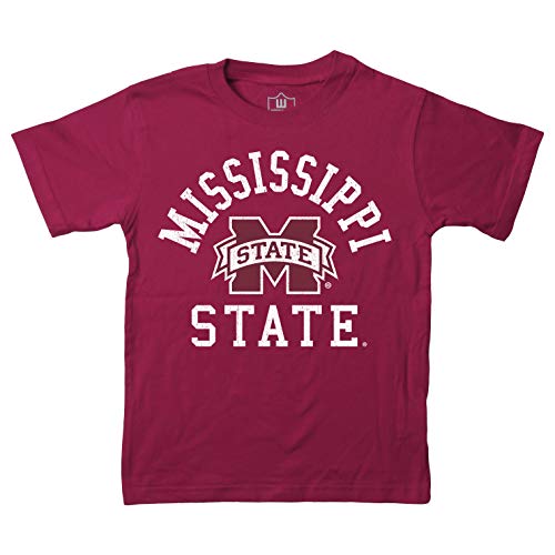 Wes and Willy NCAA Kids S/S Organic Cotton Tee Shirt, Mississippi State Bulldogs, HAR Maroon, 7