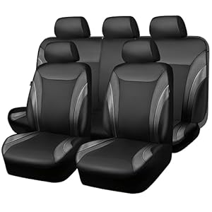 CAR PASS Premium Carbon Fiber Leather Car Seat Covers Full Set,Airbag Compatible,5mm Composite Sponge Inside,Sporty Universal Fit for SUV,Van,Sedan,Truck (Full Set,Black)