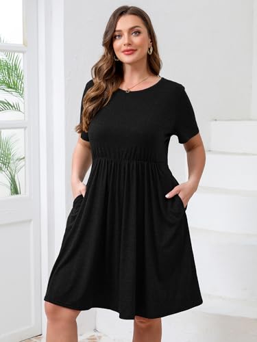 MK Shop Limited Womens Plus Size Dresses Maxi Summer Casual Curvy Cute Dress Short Sleeve Loose Dress with Pockets4