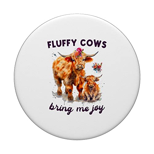 Fluffy Cows Bring Me Joy Scottish Highland Cattle Breeder PopSockets Swappable PopGrip, Black - Image 3