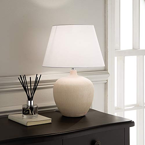 Image of K LIVING Table Lamp Pink Glazed Ceramic Base and White Fabric Coated Shade