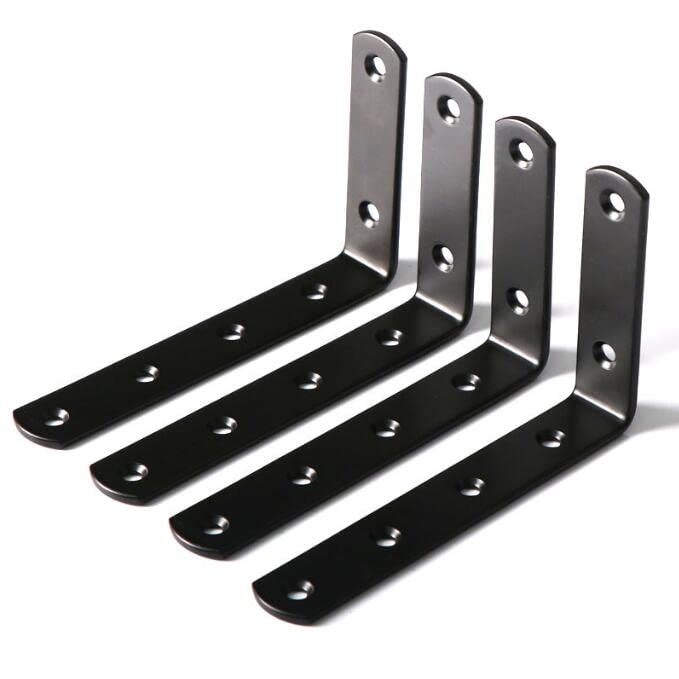 L-vormige plankbeugels, 4 stuks metalen planksteunen met schroeven en muurstekkers, set wandhaakse hoekbeugels voor tafels, boekenkasten, houten planken en ramen (125 mm x 75 mm L-vormige plankbeugels, 4 stuks metalen planksteunen met schroeven en muurstekkers, set wandhaakse hoekbeugels voor tafels, boekenkasten, houten planken en ramen (125 mm x 75 mm