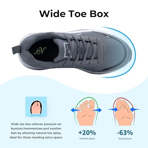 Image of MAFEKE Womens Wide Toe Box Walking Shoes Arch Support Orthotic Sneakers Wide Width Tennis Shoes for Plantar Fasciitis Bunions US 6.5-11