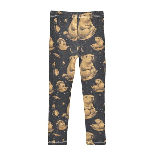 Boccsty Capybara Space Planet Girls Leggings Kids Yoga Pants Dance Active Tights 4T2