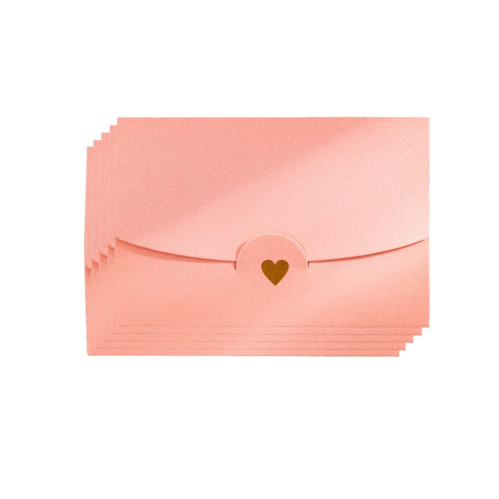 Mini Sobres, 50 Piezas Rosa Sobres, Mini Sobres Para Tarjetas, con Cierre De Corazón, para Invitaciones, Boda, Tarjetas De Regalo De Bricolaje, Día De San Valentín De Navidad (Rosa)