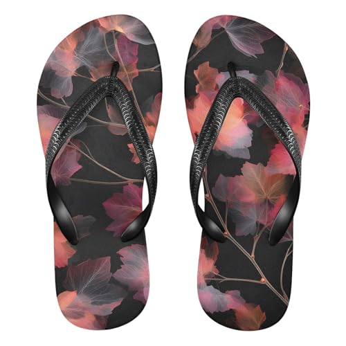 Flip Flop Sandals Surreal Leaf Print for Women Men Beach Outdoor XS