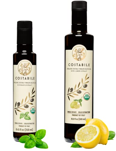 Combo de aceite de oliva extra virgen con limón y albahaca miniatura 1
