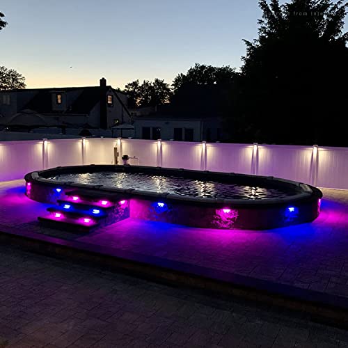 Leonlite 8-Pack 7 Inch 3W Rgb Led Hardscape Lighting, Retaining Wall Lights Color Changing, Led Landscape Lights, 12V-24V Ac/Dc, Swivel Hardscape Paver Light, Low Voltage Step Lights, Etl Listed #TOP5